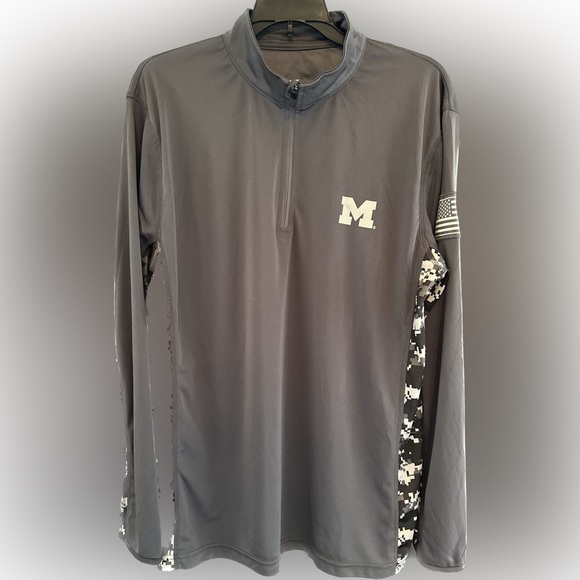 Michigan Colosseum OHT Military Appreciation Lightweight Quarter-Zip Pullover, L - Picture 1 of 5